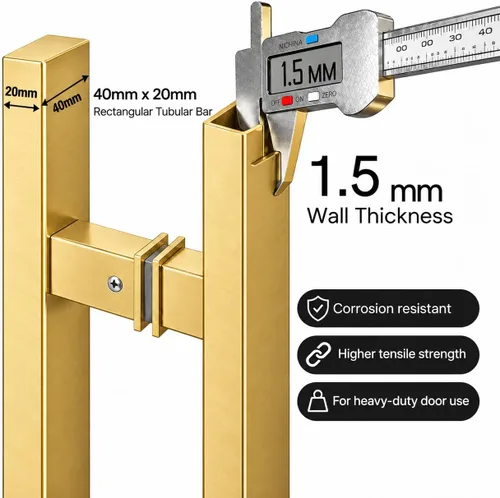 Vista 7 de Rectangle H-Type Door Pull 72" Gold (85mm Bolt)