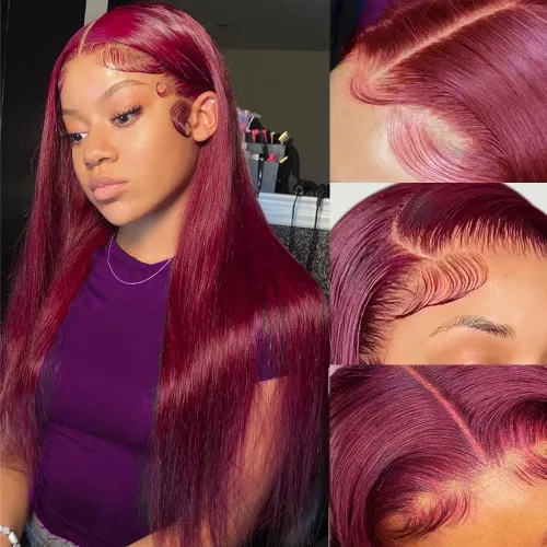 Vista 11 de Subella 12A Pelucas de encaje frontal HD de cabello humano con línea capilar prearrancada con cabello recién nacido, densidad de 180, 13x5, cabello