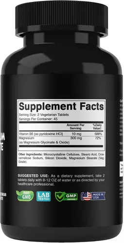 Vista 8 de Vitabod Glicinato de magnesio 1000 mg por porción que proporciona 300 mg de magnesio elemental - 90 tabletas vegetarianas - Forma quelatada - Apoya