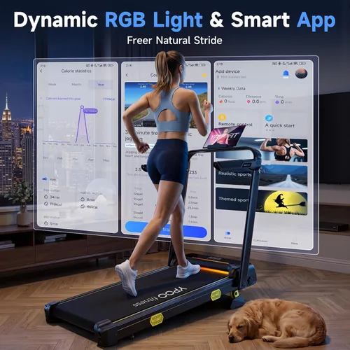 Vista 7 de YPOO 16% Walking Pad Incline, Treadmills for Home, Handle Bar, Foldable Negro con amarillo