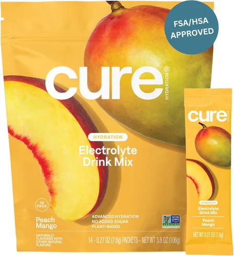 Vista 10 de Cure Hydration Mezcla para bebida de electrolitos a base de plantas Sin azúcar añadida FSA-HSA Polvo para alivio de la deshidratación hecho