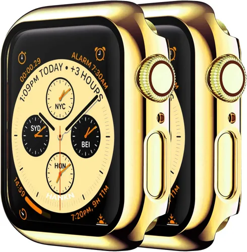 Vista 13 de Paquete de 2 fundas de vidrio templado de 1.77 pulgadas compatibles con Apple Watch Series 8 7 fundas protectoras de pantalla de vidrio templado