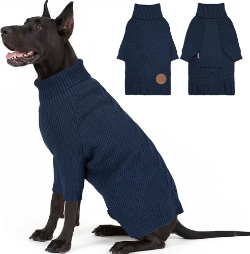 Vista 45 de cyeollo Suéter para perro pequeño, suéteres cálidos de cuello alto para perros pequeños, sudadera tejida para perrito con mangas, suéter de otoño e