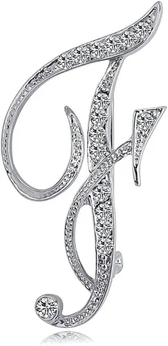 Vista 27 de ETHOON Broche de letras con inicial de diamantes de imitación para mujer, manualidades, plateado A-Z