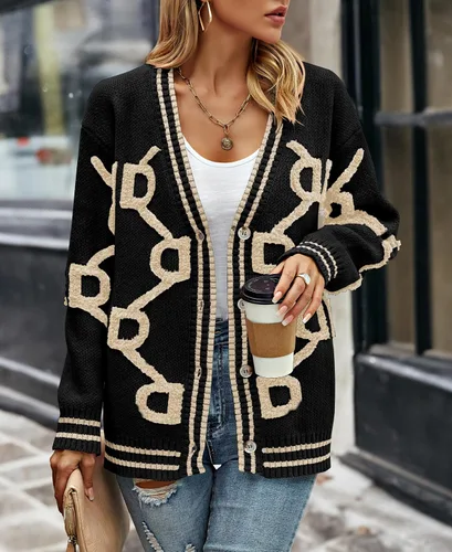 Vista 5 de PRETTYGARDEN Cárdigan de punto grueso para mujer, suéteres casuales con botones en la parte delantera abierta, abrigos de invierno para exteriores