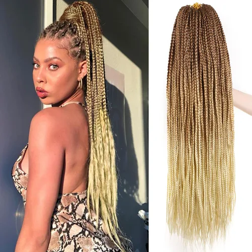 Vista 12 de Unionbeauty - Paquete de 8 trenzas de caja Goddess de cabello a ganchillo, 144 mechones por lote, trenzas de ganchillo preenlazadas, trenzas de caja