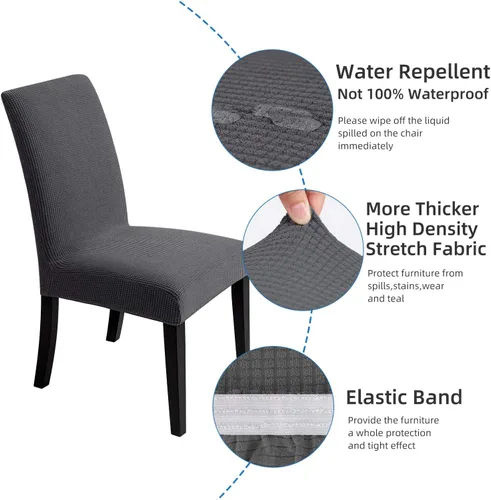 Vista 2 de Fundas para silla de comedor Fundas elásticas para silla, protector decorativo impermeable, desmontables, lavables y elásticas, de licra universal.