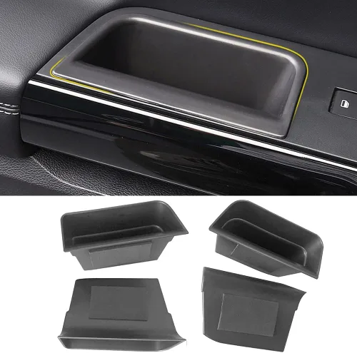 Vista 17 de Manija de bolsillo de almacenamiento lateral delantera, reposabrazos, contenedor de teléfono negro para Mercedes Benz Clase E E350 E400 E500 E63 AMG