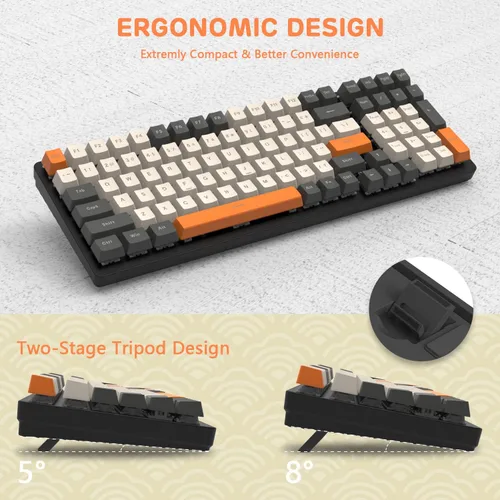 Vista 7 de Teclado mecánico inalámbrico, teclado para juegos de 2.4 GUSB-CBluetooth, intercambiable en caliente, almohadilla numérica eficiente, reposamuñecas