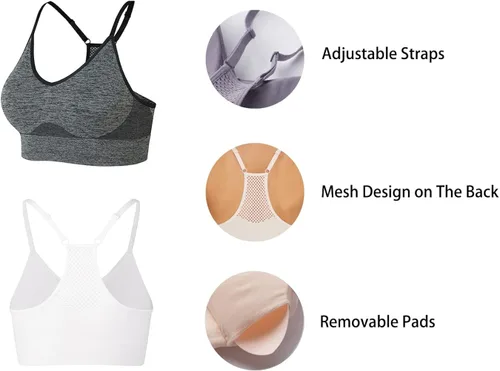 Vista 5 de SEGRILA Brasier deportivo para mujer, con espalda cruzada, con tirantes ajustables