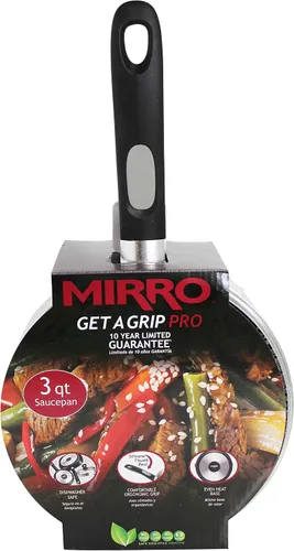 Vista 8 de Mirro A7972484 Get A Grip - Cacerola antiadherente de aluminio de 3 cuartos con tapa de vidrio, utensilios de cocina, color negro