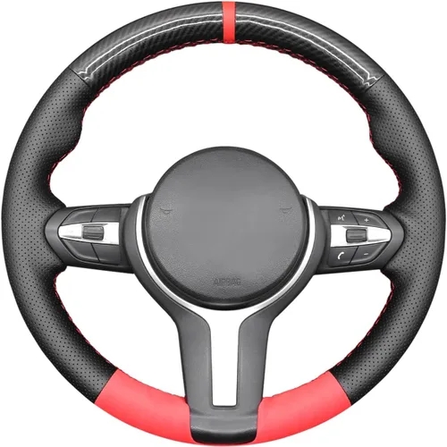 Vista 18 de MEWANT - Funda para volante de automóvil cosida a mano de Athsuede para BMW F87 M2 F80 M3 F82 M4 M5 F12 F13 M6 F85 X2 X5 M F86 X6 M F33 F30 M