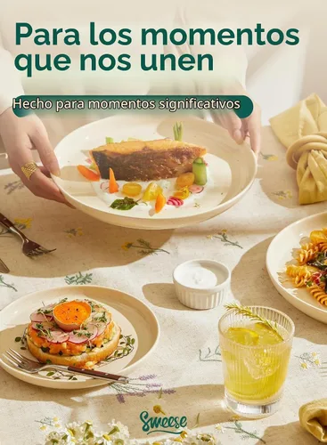 Vista 6 de Sweese - Juego de platos de porcelana de 10 pulgadas, beige, redondos, 6 unidades, para servir ensaladas, resistentes a los arañazos, aptos