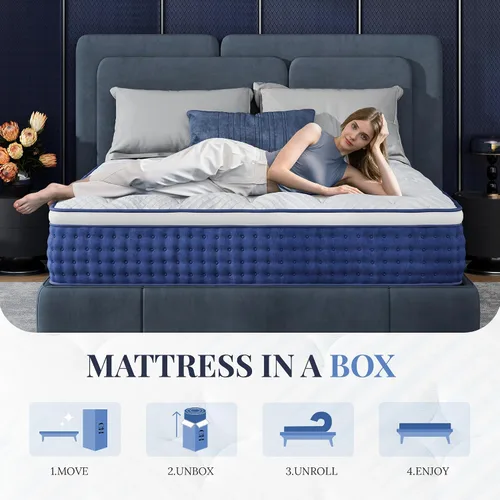 Vista 7 de Colchón Twin, Híbrido de Tamaño Twin de 10 Pulgadas en una Caja, Sensación Media de Espuma y Resortes Pocket Individuales, Cama Sin Fibra de Vidrio