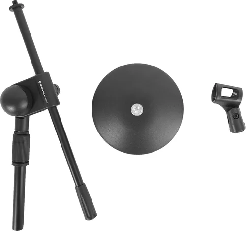 Vista 6 de Rockville RDMS70 - Soporte para micrófono de escritorio con pluma, base de acero, altura ajustable Weighted Round Base, Low Profile, Powder