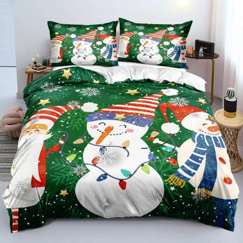 Vista 13 de Juego de funda de edredón de Navidad 3D, fundas de edredón y fundas de almohada con patrón de lazo rojo, juegos de ropa de cama de color pulido
