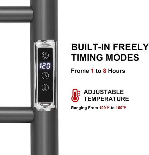 Vista 2 de Toalleros térmicos para baño, calentadores eléctricos de toallas para montar en la pared con temporizador y control de temperatura, calentador