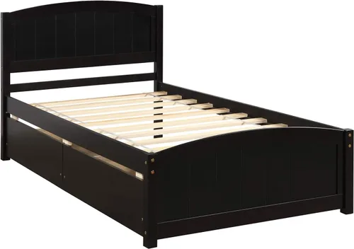 Vista 6 de Harper & Bright Designs Cama de plataforma de tamaño individual con 2 cajones de almacenamiento, marco de cama individual de madera