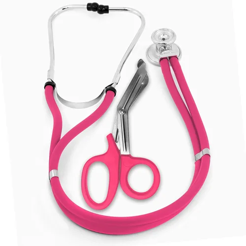 Vista 16 de ASA TECHMED Sprague - Estetoscopio de doble tubo para adultos y pediátricos + tijeras EMT a juego, ideal para EMT, enfermera, médico, estudiante
