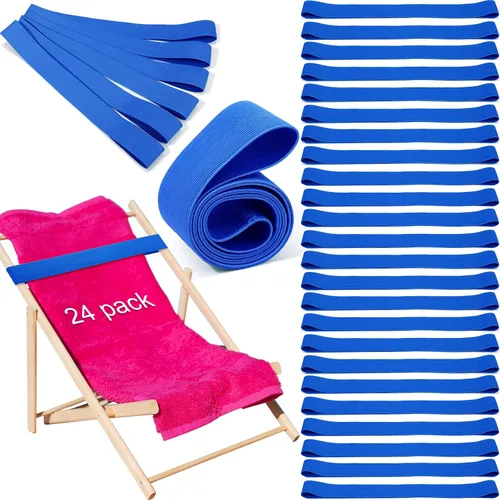 Vista 9 de Jexine 48 piezas de bandas de toalla de playa con clips resistentes al viento, bandas elásticas de playa a granel ligeras y elásticas para sillas