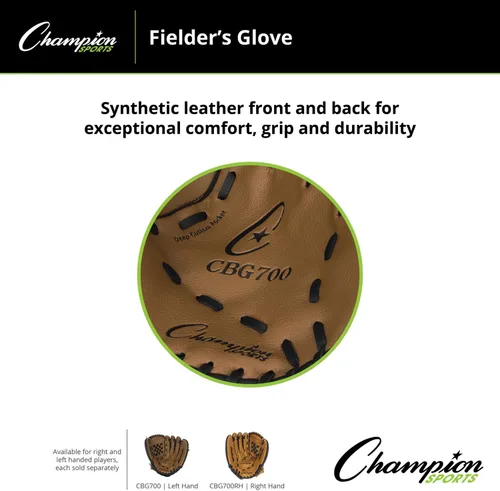 Vista 6 de Champion Sports Guante Fielder de 12 pulgadas, sintetizador delantero/trasero de cuero para un agarre cómodo, tejido de cesta cerrada y diseño