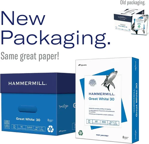Vista 2 de Hammermill 86700 Gran papel de copia reciclado blanco, brillo 92, 20lb, 8-1/2 x 11, 5000 shts/Ctn