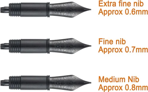 Vista 2 de Juego de 3 plumas estilográficas Hongdian (extrafino, fino y mediano) para 1860 Max, 1837, 660, CA35, WA35, N2, N23 y N8 reemplazado con sección