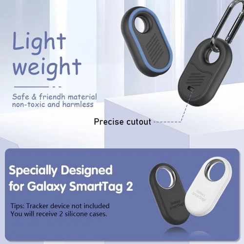 Vista 2 de Paquete de 4 fundas compatibles con Samsung Galaxy SmartTag2, resistentes fundas de silicona suave antideslizante para Galaxy Smart Tag 2