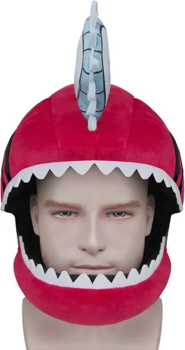 Vista 6 de HORNIGHT Disfraz de hombre de motosierra de anime, sombrero de pochita de felpa suave y cálida, máscara de felpa para disfraz, fiesta de cosplay