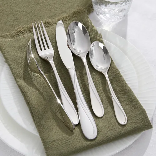 Vista 3 de KINGSTONE Juego de cubiertos de 20 piezas para 4, juego de cubiertos de acero inoxidable resistente, juego de cubiertos para el hogar, cocina
