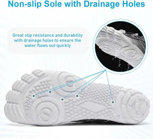 Vista 5 de HIITAVE Zapatos de agua antideslizantes, zapatos acuáticos descalzos, de secado rápido, ligeros con playa, río, piscina, para hombres y mujeres