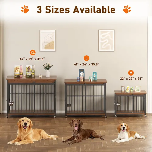 Vista 7 de Cofiyard Muebles de Jaula para Perros, Perrera de Madera de 32'' para Interiores con Puerta Frontal Deslizante, Aberturas Multi-Laterales y Ventana