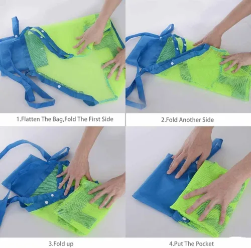 Vista 5 de SupMLC Bolsas de playa de malla extra grandes y bolsos - Sostiene juguetes, toallas, arena que no se retiene - Para juguetes de niños, mercado