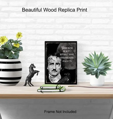 Vista 4 de Edgar Allan Poe - Decoración gótica de The Raven Spooky espeluznante y aterrador arte de pared - Póster gótico impreso - Bruja pagana Wicca, regalos