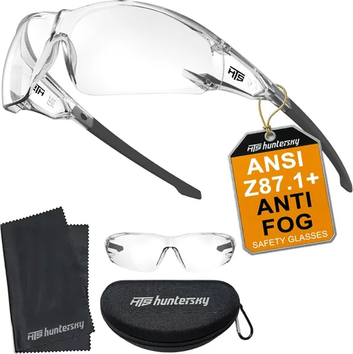 Vista 14 de HTS HUNTERSKY ANSI Z87.1 Gafas de seguridad antivaho envolventes transparentes, gafas de laboratorio para pickleball y química con resistencia a