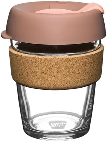 Vista 21 de KeepCup Brew Cork - Taza de café reutilizable de vidrio templado y corcho natural, M 12 oz/340 ml - Negro