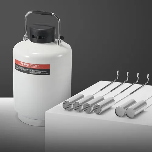 Vista 8 de VEVOR Tanque de nitrógeno líquido, Contenedor de nitrógeno líquido de aleación de aluminio de 6 L, Tanque LN2 Dewar con 6 botes y bolsa