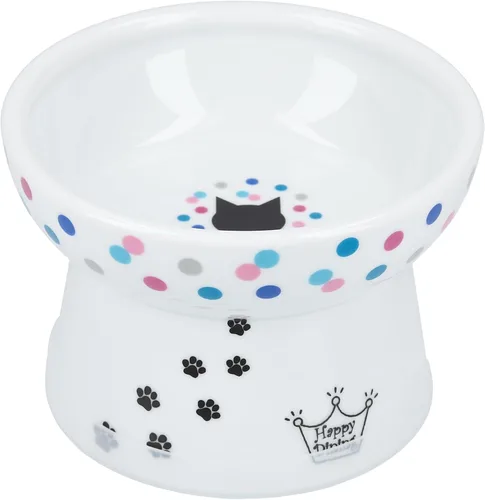 Vista 30 de Tazón elevado de comida para gatos Necoichi – Tazón elevado de cerámica para gatos para fatiga de bigotes y cuello, apto para lavavajillas