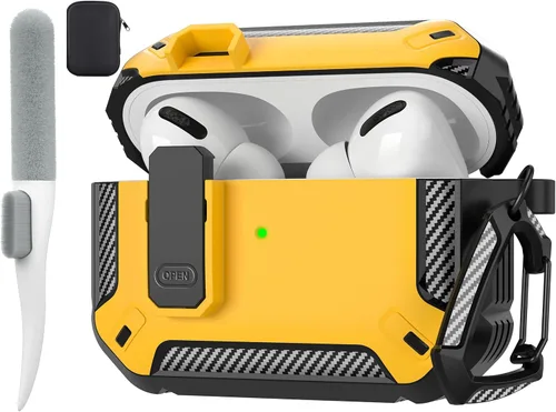Vista 59 de Maxjoy Funda para AirPods Pro 3 2025, MagSafe compatible con bloqueo automático, funda protectora a prueba de golpes con soporte para teléfono