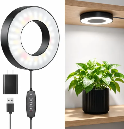 Vista 12 de LORDEM Lámpara de techo para el crecimiento de plantas, 96 LEDs, luz LED de espectro completo, lámpara de 5V con interruptor automático de 4/8/12H