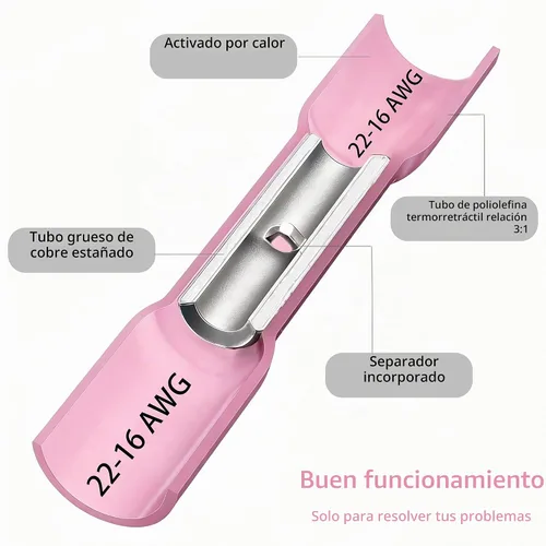 Vista 3 de 1000 conectores a tope termorretráctiles de 22-16 AWG, empalme de cable crimpado aislado eléctrico impermeable para marinos, cables, cableado