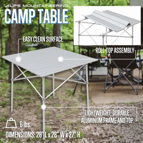 Vista 4 de ALPS Mountaineering Mesa de campamento enrollable de aluminio con configuración rápida y almacenamiento compacto Plata - Nuevo