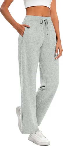 Vista 7 de Locoowai Paquete de 2 pantalones deportivos casuales de pierna ancha para mujer, con cordón en la cintura, holgados, pantalones de yoga sueltos