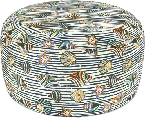 Vista 8 de LVTXIII Otomana inflable para interiores y exteriores, reposapiés redondo, 21 pulgadas de diámetro x 9 pulgadas de alto, todo clima, portátil, Hojas