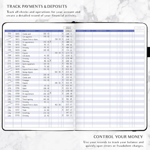 Vista 3 de Legend Planner Libro de registro de cheques - Libro contable para pequeñas empresas y uso personal - Registro de chequera para rastrear