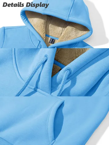 Vista 122 de MAGCOMSEN Sudaderas con capucha para mujer, con forro de sherpa, de vellón, para invierno, cálido, pesado, de algodón, con bolsillo
