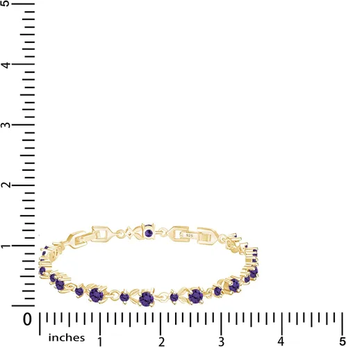 Vista 5 de AFFY Pulsera de tenis con forma de hoja de oro amarillo de 14 quilates sobre plata de ley, regalo de San Valentín para ella