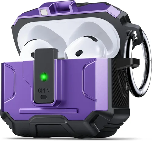 Vista 35 de DASFOND - Funda de armadura para AirPods de 2ª y 1ª generación, carcasa de cuerpo completo de grado militar a prueba de golpes, soporte de carga