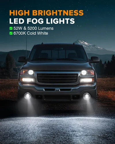Vista 4 de Nueva versión de luces antiniebla LED ensambladas Compatibles con modelos GMC Sierra 1500/2500/3500 2003-2006 y 2007 Sierra Classic; lámparas