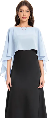 Vista 24 de Baoqiya Women's Shawls and Wraps for Evening Dresses Chiffon Cape verde ( Bean Green )